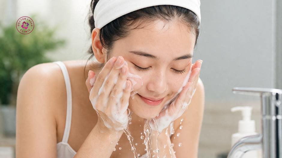 rửa mặt đúng cách giảm viêm mụn bọc