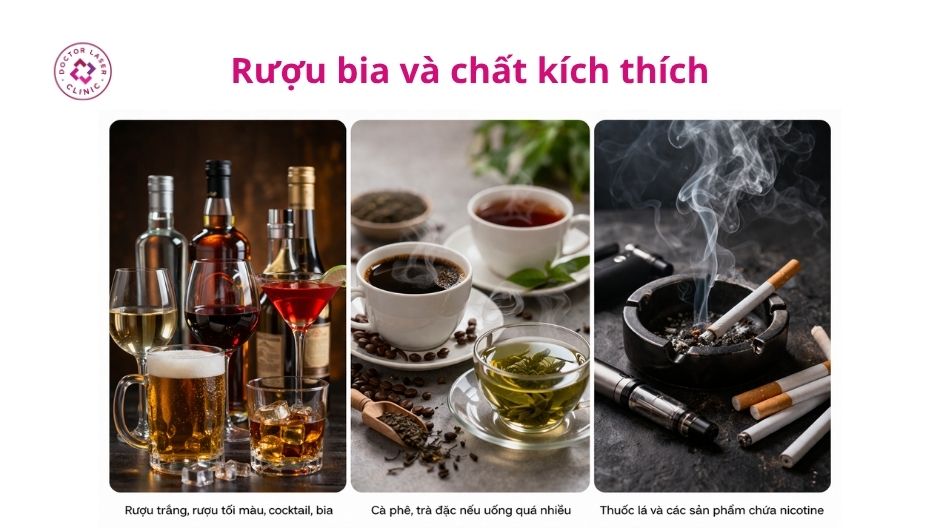 rượu bia chất kích thích gây mụn bọc