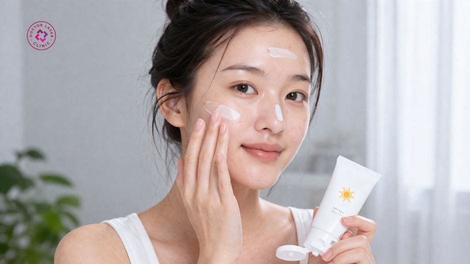 sử dụng kem chống nắng cho da mụn trứng cá