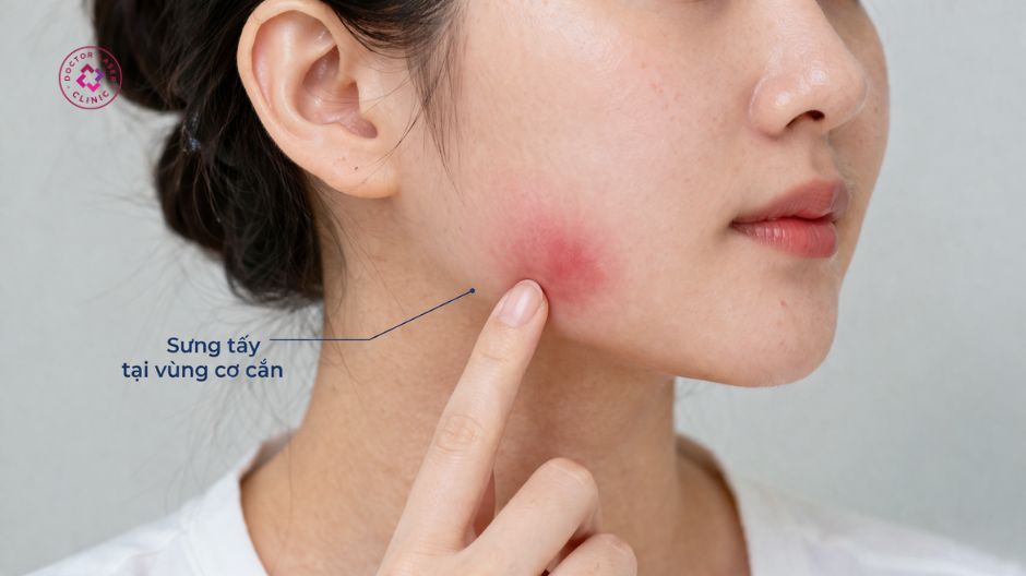 sưng tấy vùng cơ cắn sau tiêm botox