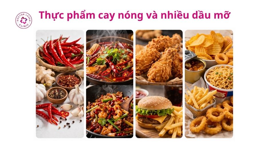 thực phẩm cay nóng dầu mỡ gây mụn bọc
