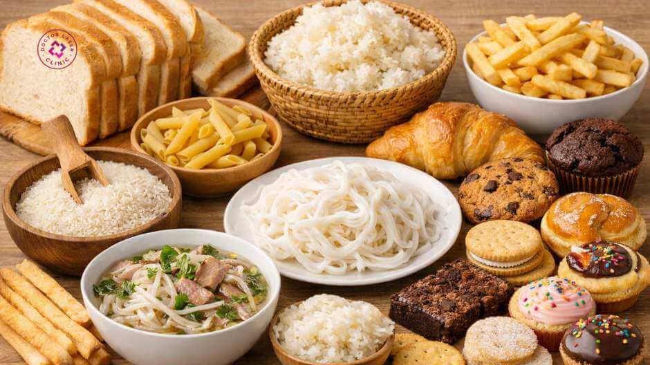 thực phẩm nhiều đường và chỉ số đường huyết cao gây mụn