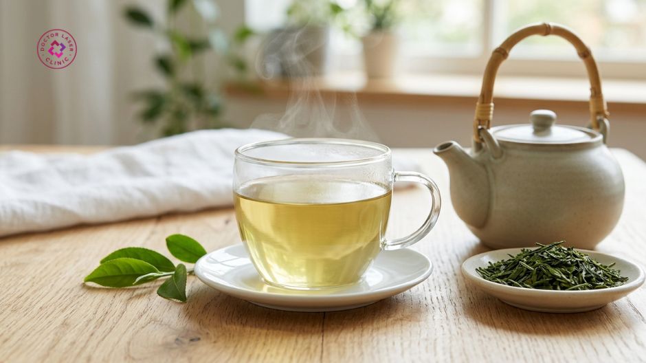 trà xanh giàu egcg tốt cho da mụn trứng cá