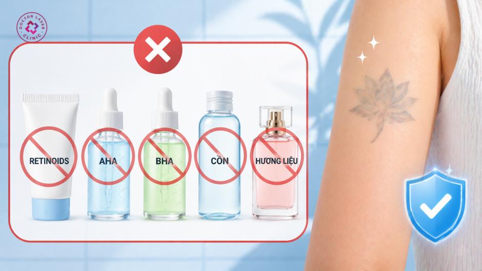 tránh sản phẩm kích ứng sau khi xoá xăm laser
