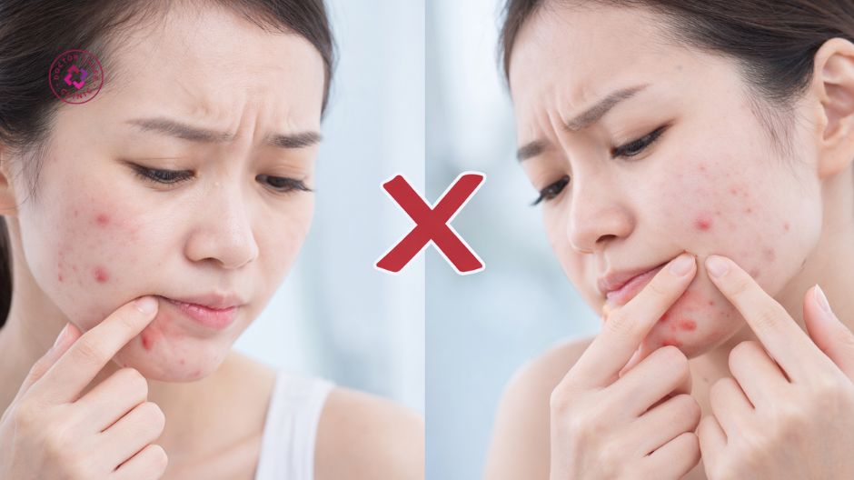 tránh sờ tay nặn mụn bọc