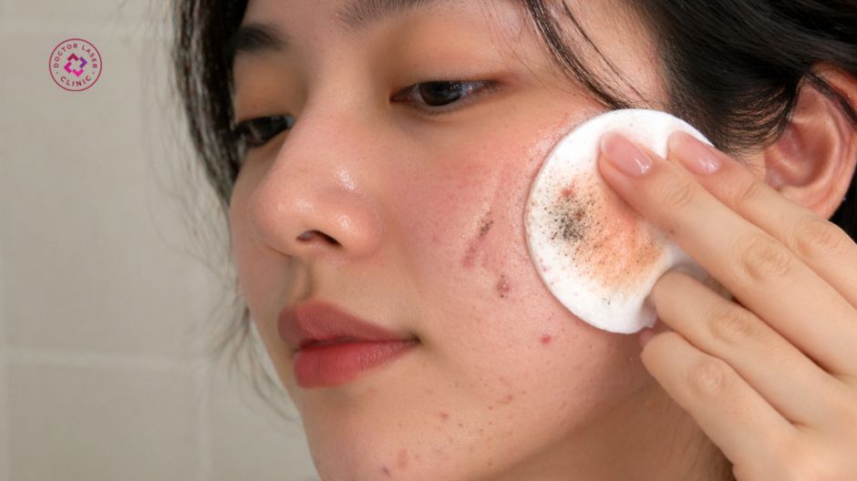 vệ sinh da mặt không sạch gây mụn trứng cá ở mặt