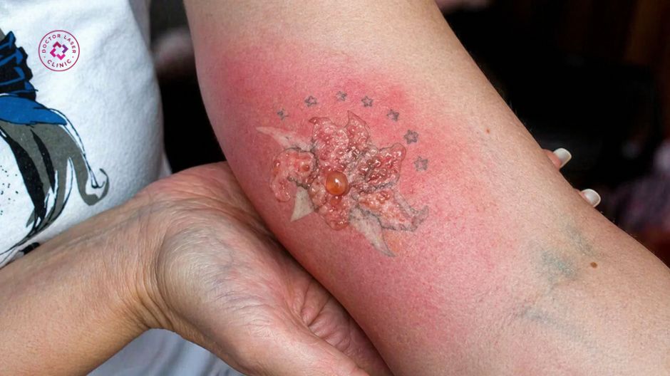 xoá xăm bị nổi mụn nước có sao không