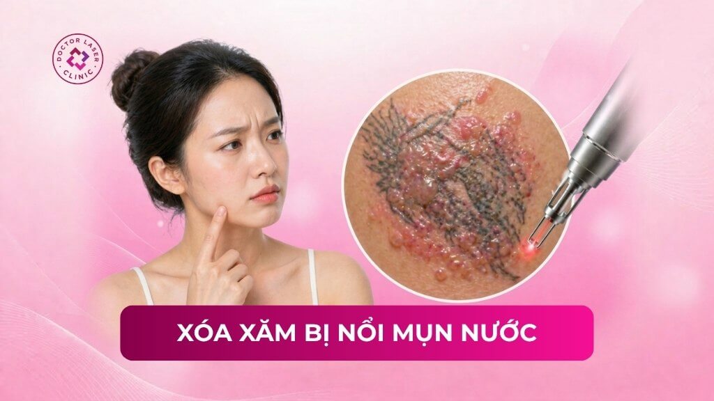 xoá xăm bị nổi mụn nước