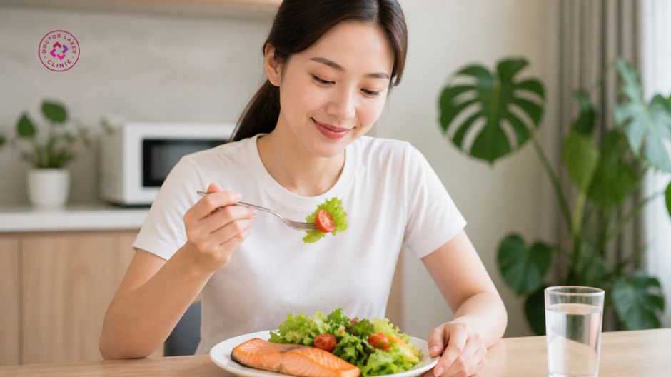 ăn rau xanh giảm mụn trứng cá