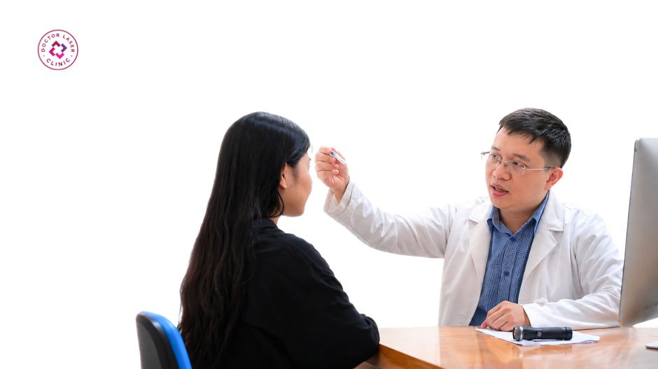 bác sĩ lương thăm khám mụn ở cổ