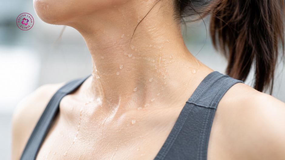 bít tắc đổ mồ hôi gây mụn ở cổ