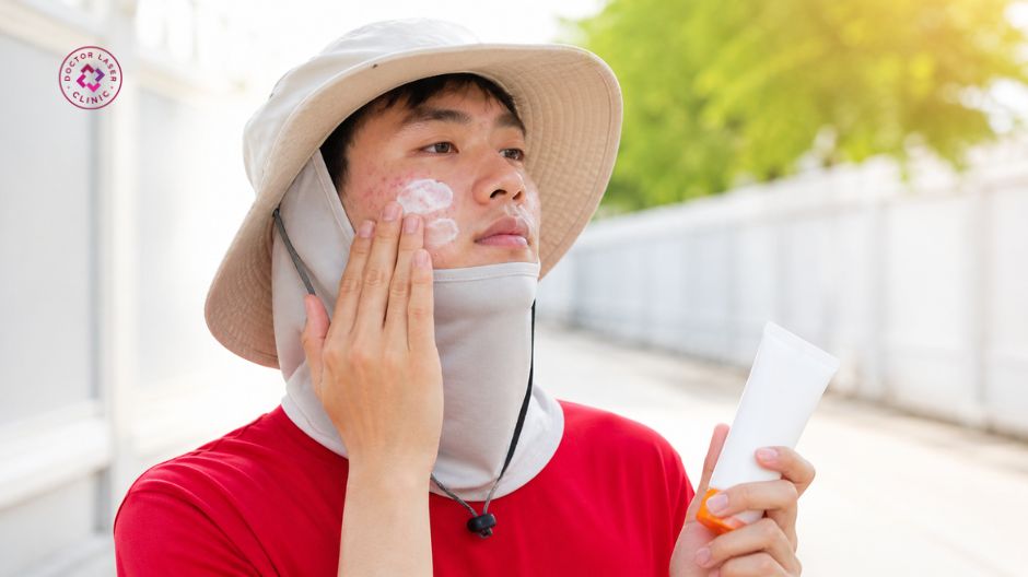 chống nắng sau laser trị mụn