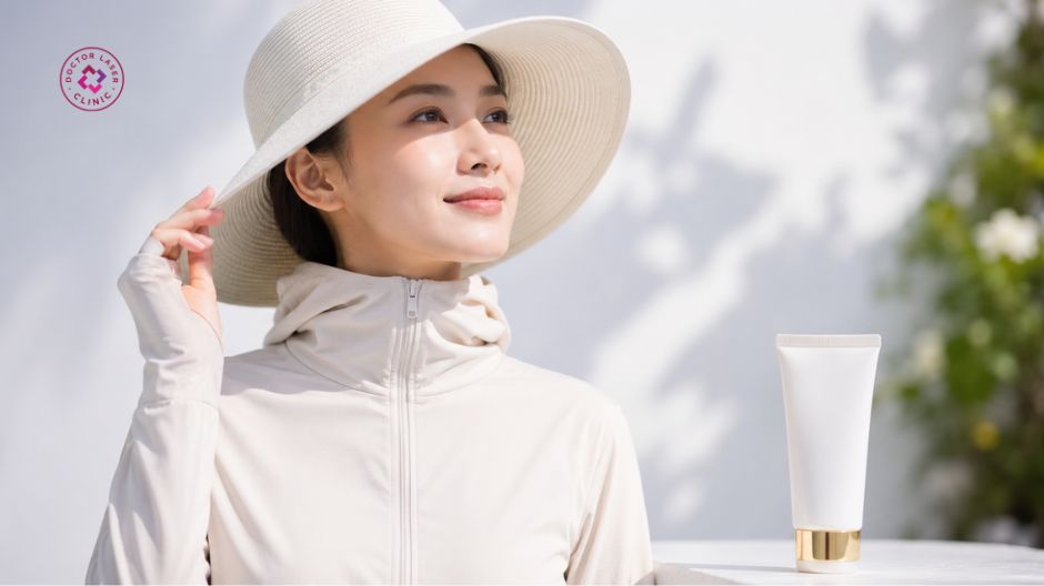 chống nắng sau peel da cổ
