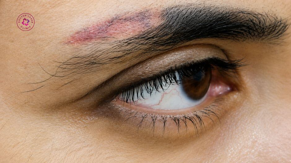 da bị kích ứng tạm thời sau xoá laser lông mày