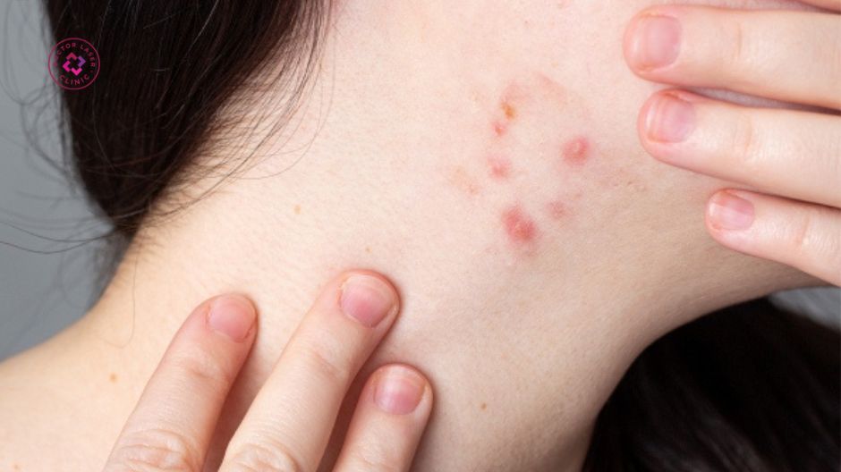 dấu hiệu nhận biết mụn ở cổ