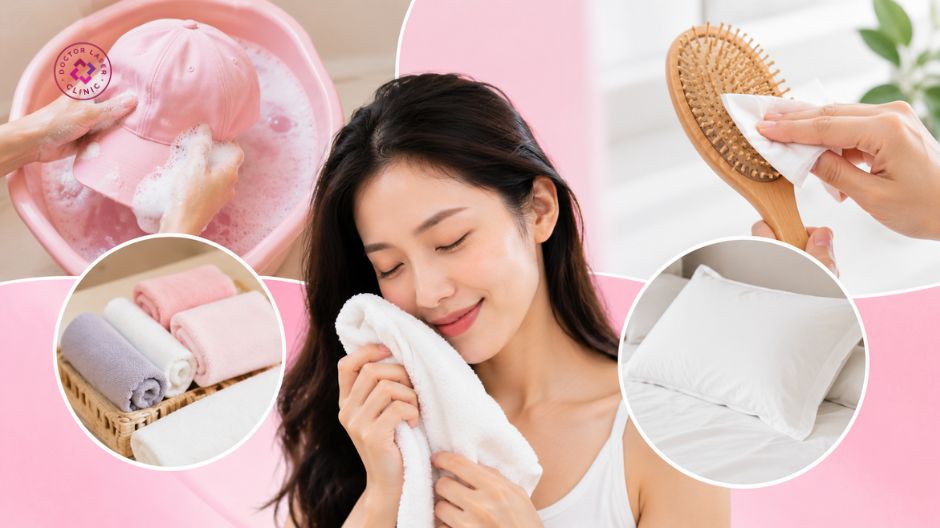 giữ mũ lược khăn và vỏ gối sạch