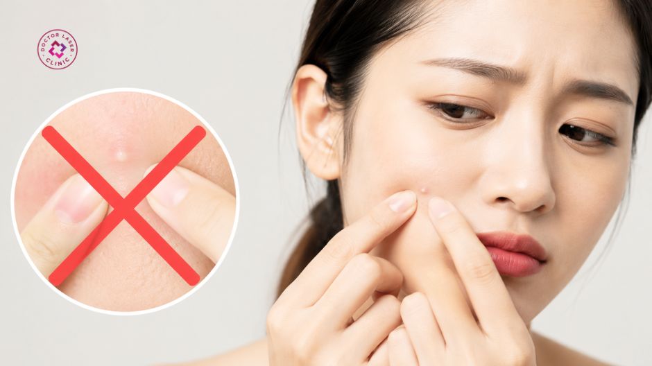 không nên tự nặn mụn đầu trắng tại nhà