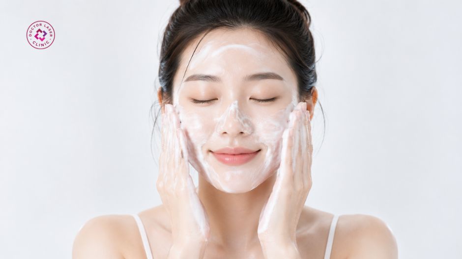 làm sạch da mũi nhẹ nhàng sau điều trị mụn