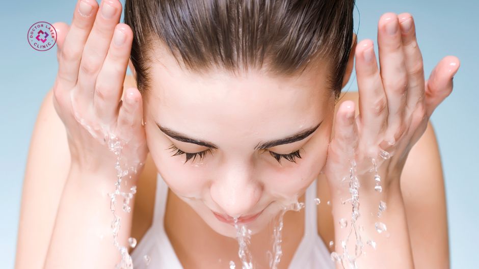 làm sạch da mụn ở trán nhẹ nhàng 2 lần mỗi ngày