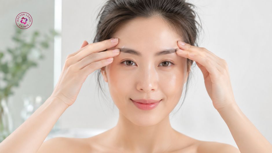 massage chân mày kích thích mọc lông mày sau xoá xăm