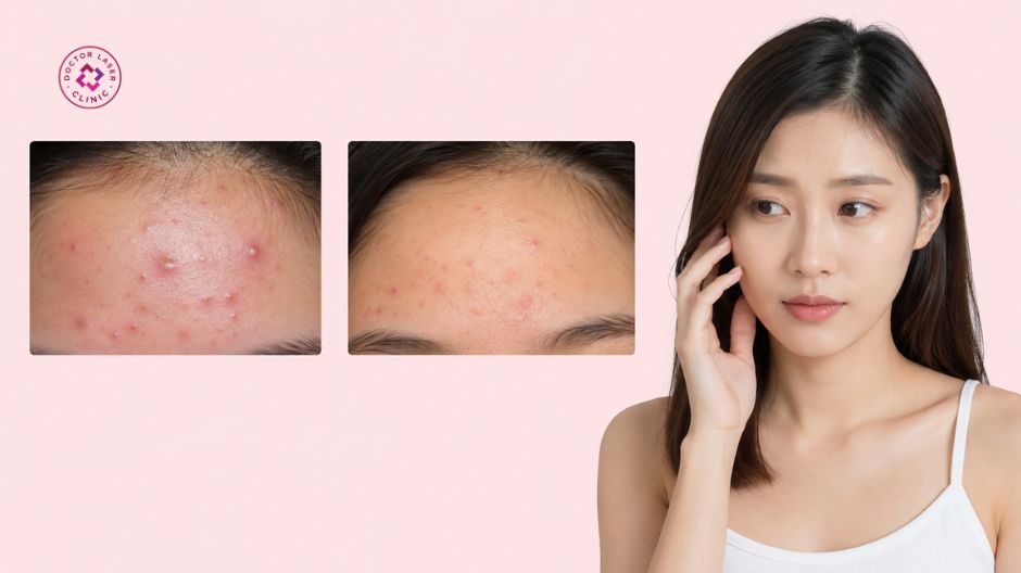 mụn ở trán do thay đổi hornone