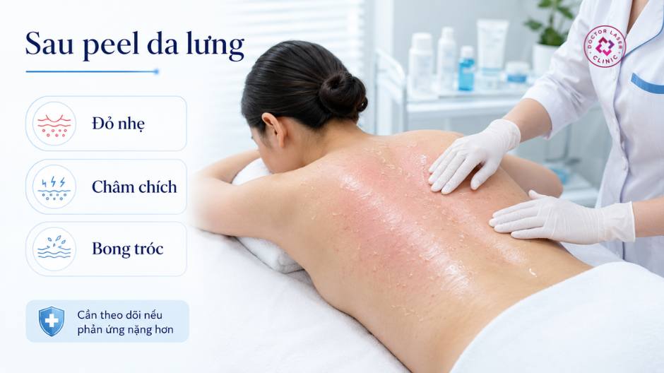 phản ứng sau peel da lưng