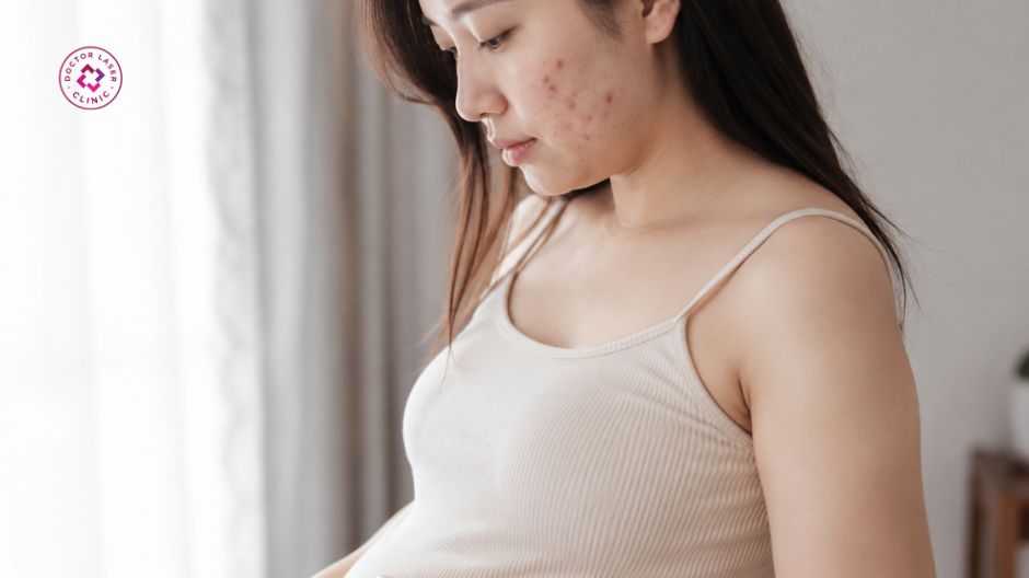 phụ nữ mang thai dễ nổi mụn ở má