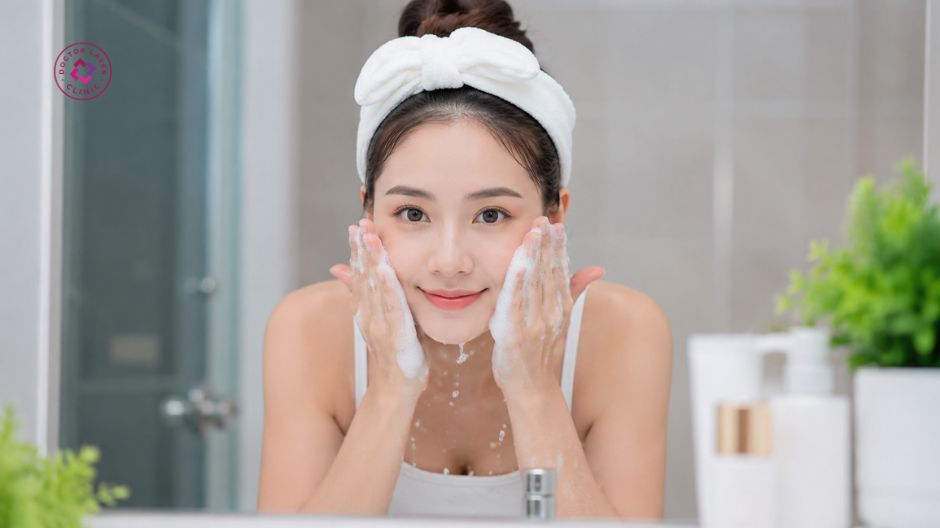 rửa mặt 2 lần mỗi ngày ngăn ngừa mụn trứng cá