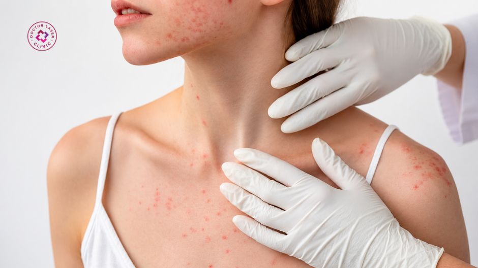tắc nghẽn lỗ chân lông gây mụn ở ngực