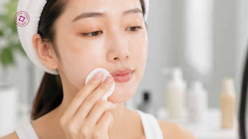 tẩy trang nhẹ nhàng khi bị mụn quanh miệng