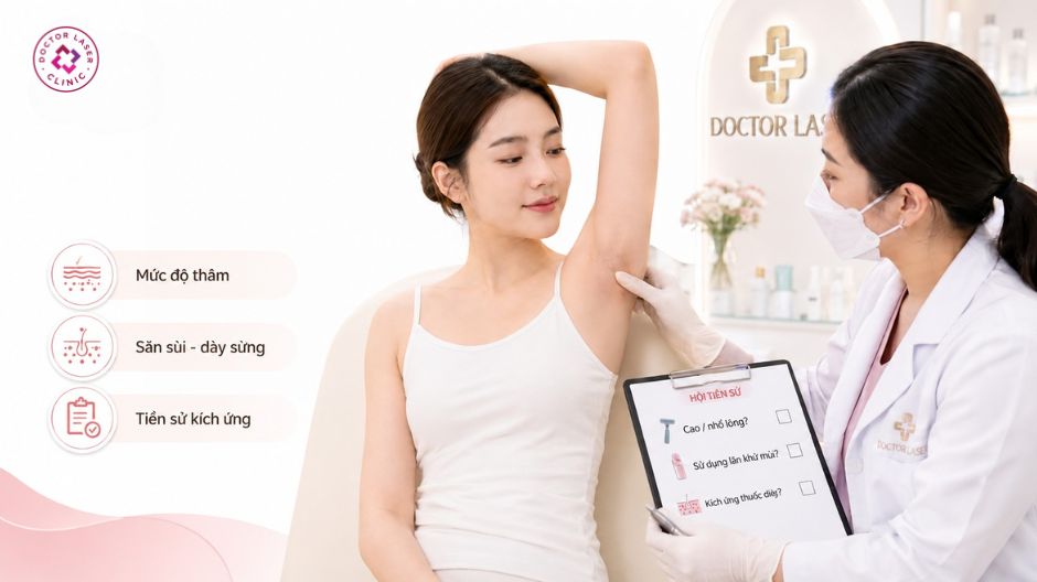 thăm khám vùng nách trước khi peel