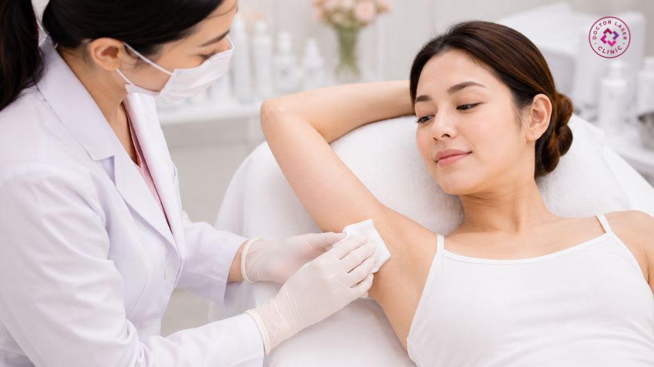 theo dõi phản ứng và làm sạch lại da