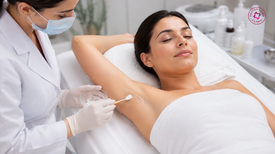 thoa các hoạt chất peel nách