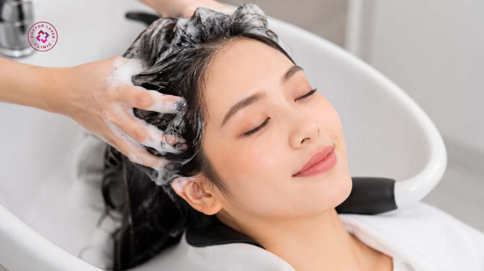tích tụ sản phẩm chăm sóc tóc gây mụn trên đầu