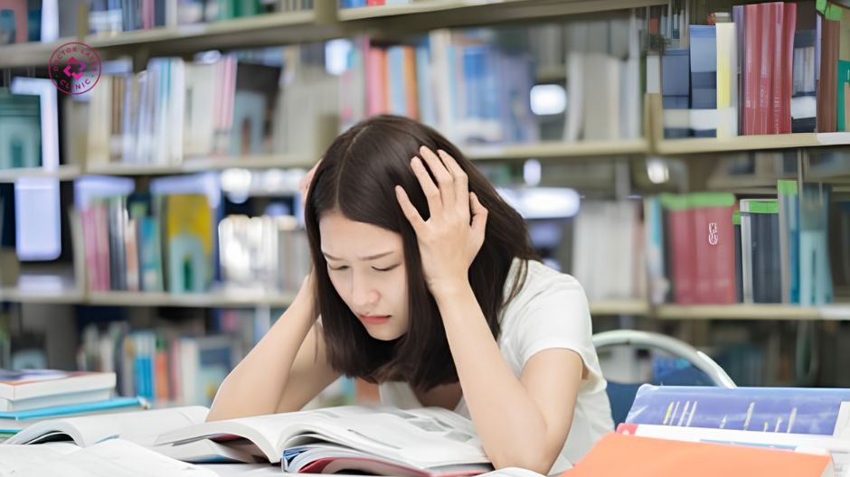 áp lực học tập thức khuya gây mụn đầu đen tuổi dậy thì