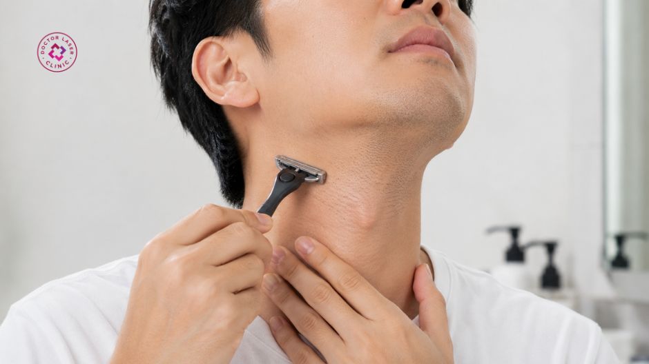 cạo râu sai cách gây mụn trứng cá ở cổ