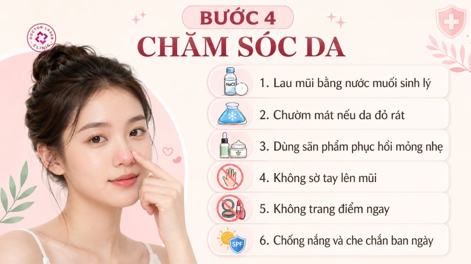 chăm sóc da sau khi nặn mụn đầu đen ở mũi