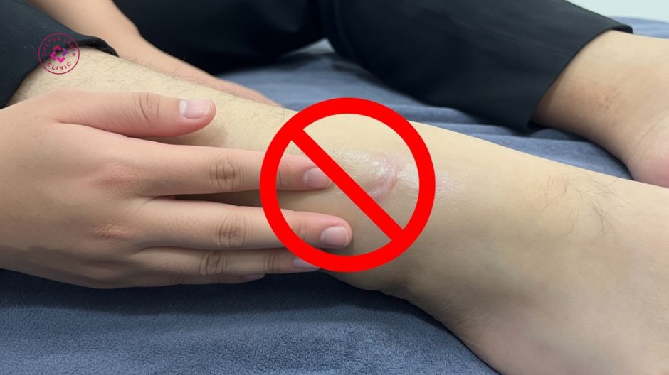 không gãi bóc mài chà xát vùng sẹo lồi sau điều trị