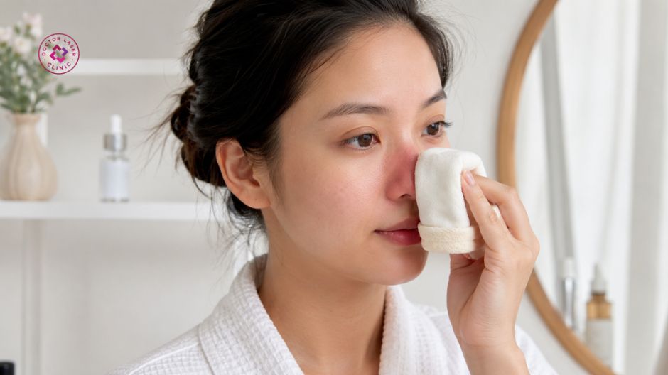 làm dịu vùng mũi sau khi nặn mụn đầu đen