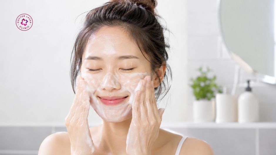 làm sạch da nhẹ nhàng khi bị mụn quanh miệng