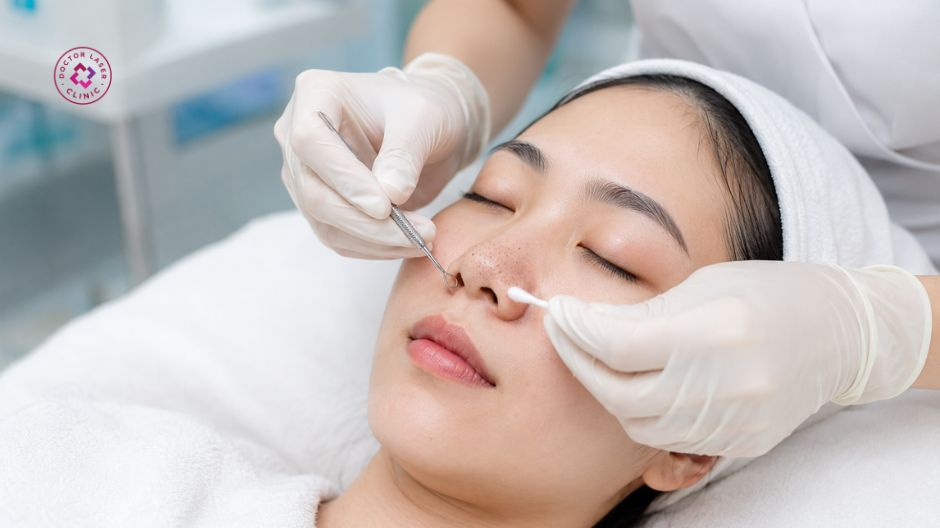 lấy nhân mụn đầu đen ở mũi