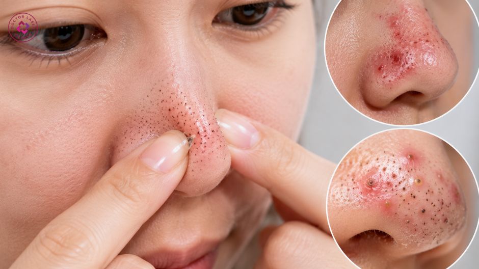 lột mụn đầu đen sai cách gây trầy xước viêm nhiễm