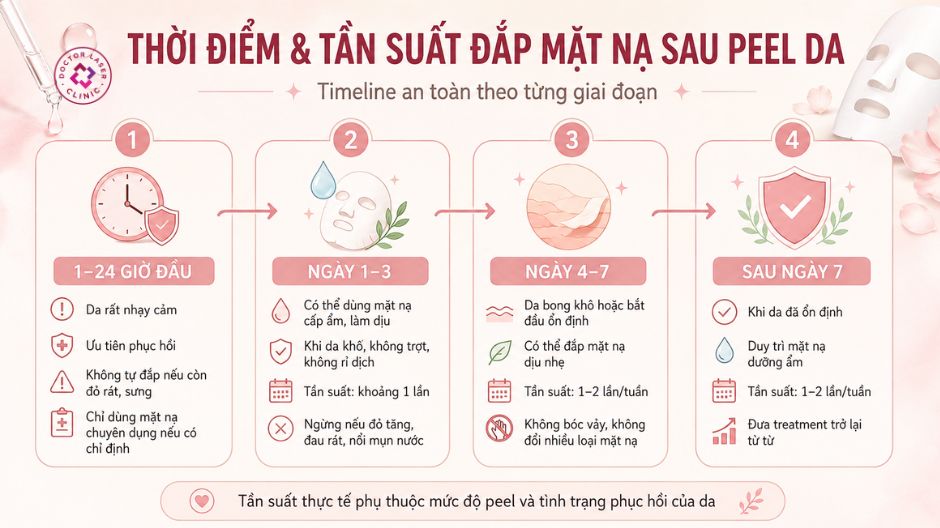 thời điểm và tần suất đắp mặt nạ sau peel da