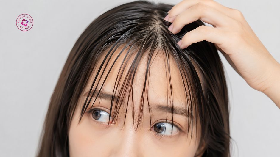vùng trán tiết nhiều dầu thừa gây mụn đầu đen