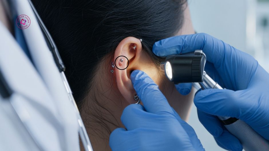 chẩn đoán sẹo lồi do xỏ khuyên