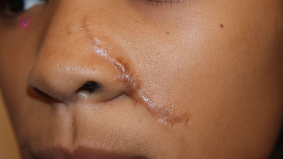 chấn thương trầy xước vùng mũi gây sẹo lồi