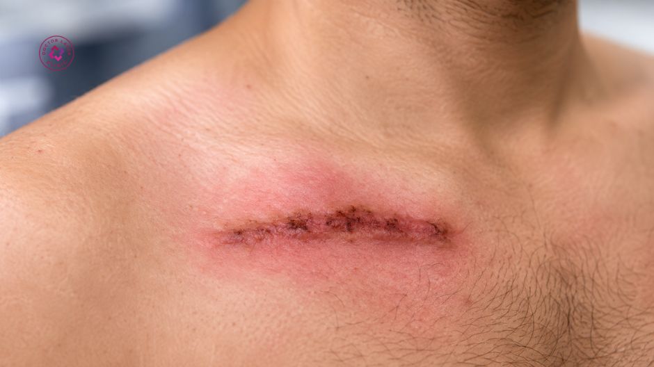 đau đỏ và sưng sau điều trị sẹo lồi ngực