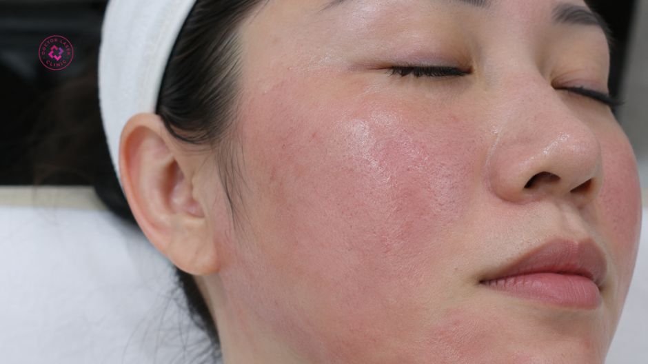 đỏ và sưng sau lăn kim trị thâm mụn