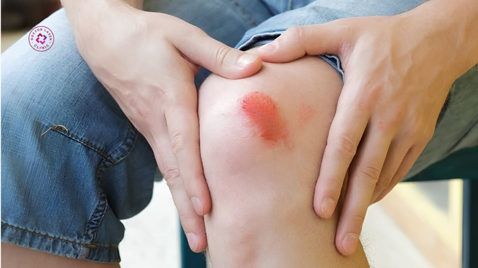 không gãi cạy mài hoặc bóc vảy sau trị sẹo lồi ở đầu gối