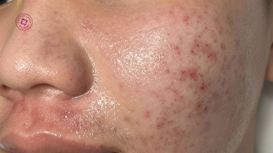 mụn tái phát cùng vị trí khiến thâm mụn lâu hết